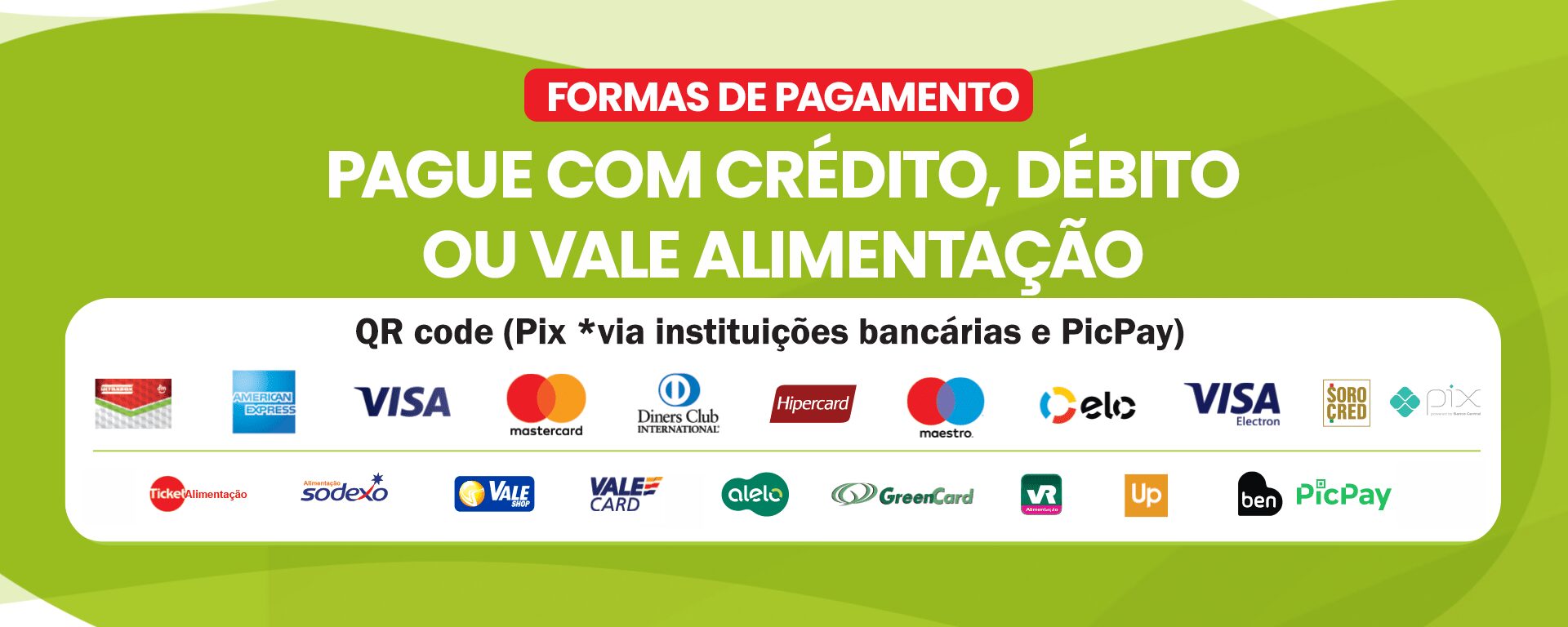 Banner formas de pagamento