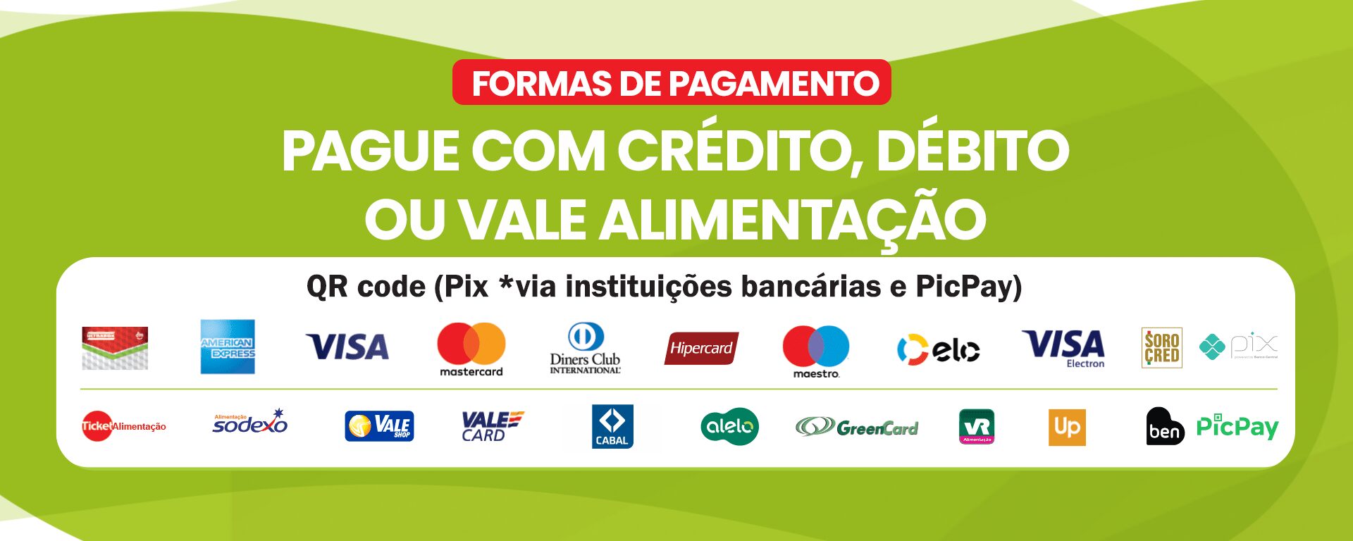 Banner formas de pagamento